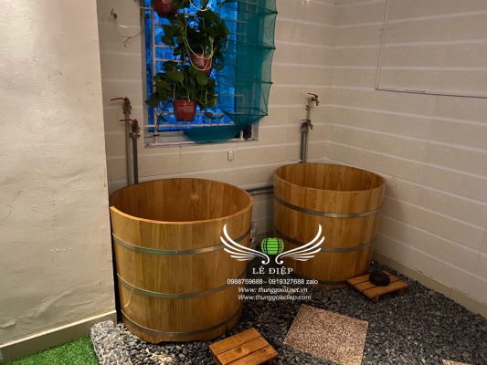bồn tắm gỗ resort