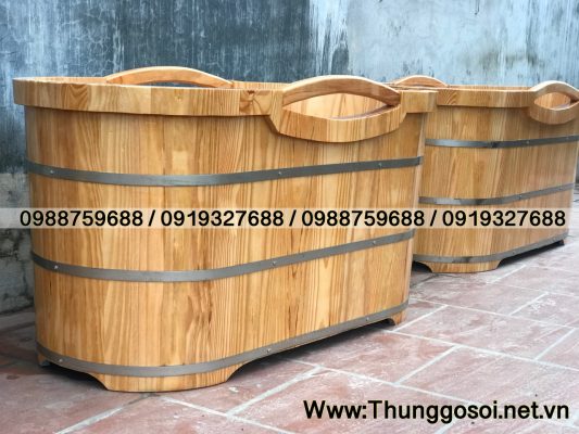thùng tắm gỗ oval